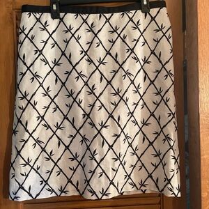 Talbots Black and White Linen Bkend Skirt 14